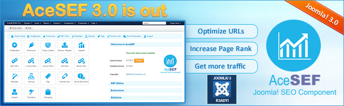 AceSEF3 is R3ADY to Joomla3 SEO